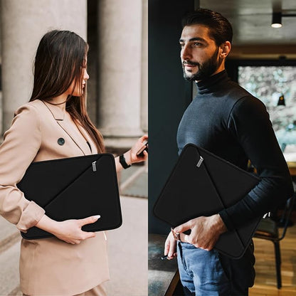 13.3 inch Laptop Sleeve Case Compatible with 13.3 inch Notebook, Traveling Computer Bag Compatible with MacBook Pro 14 Inch, MacBook Air, Dell, HP, Lenovo, Laptop Cover with Pocket, Black