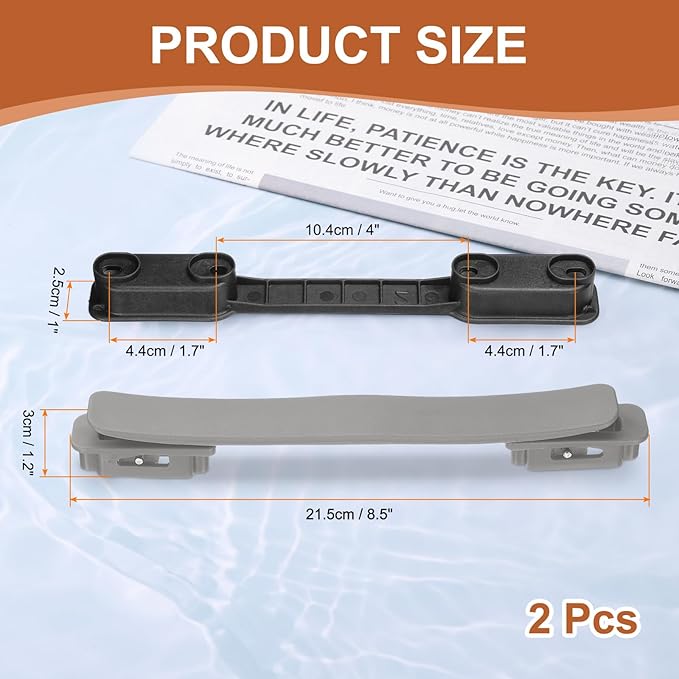 uxcell 2 Pcs Luggage Handle Replacement 8.5 Inch Suitcase Handle Carry Strap Plastic Pull Handle Grip Luggage Replacement Parts with Screws for Suitcase Box Luggage Case, Rock Grey