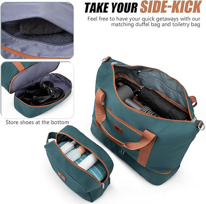 KUNEL Expandable 5 Piece Luggage Sets with Detachable Spinner Wheels and TSA Lock, Unisex Hardside ABS Suitcase Set, Hardshell Lightweight Waterproof Travel Hard Case Suitcases with Wheels, DarkGreen