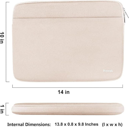 Laptop Sleeve Case 14 inch, Shockproof Protective Notebook Cover Bag with Accessory Pocket, Durable Carrying Laptop Case Compatible for MacBook HP Lenovo Dell Asus Acer, Light Pink