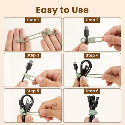 30 Pcs Silicone Cable Ties, Reusable Data Cable Organizer Wire Organizers for Office, Multipurpose Elastic Cord Wraps Cable Management for Charging Cord,Appliances,Home,Office,Kitchen,School,Travel