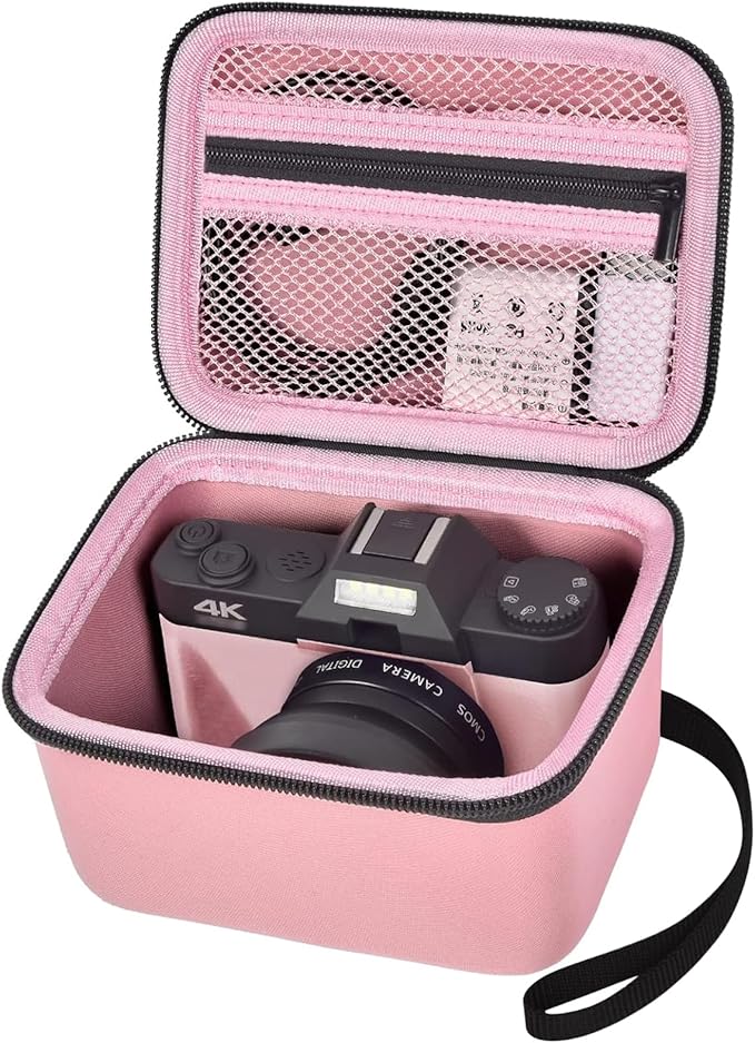 Vlogging Camera Case Compatible with for Duluvulu/for VJIANGER/for JGIPL/for TEBNGIHNM 4K Digital Cameras for Youtube. Vlog Camera Carrying Storage for Lens, Cable and Other Accessories - Pink