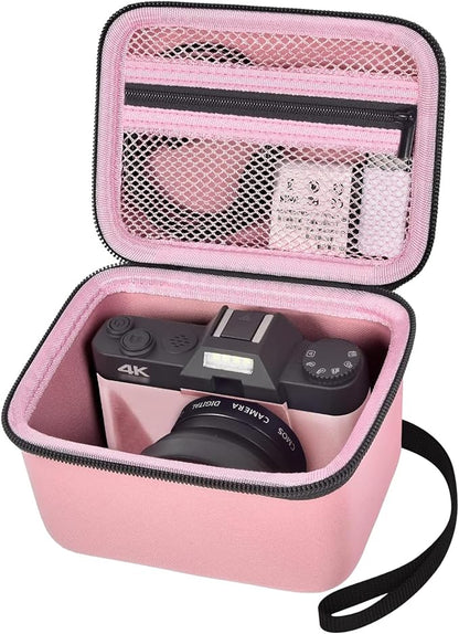Vlogging Camera Case Compatible with for Duluvulu/for VJIANGER/for JGIPL/for TEBNGIHNM 4K Digital Cameras for Youtube. Vlog Camera Carrying Storage for Lens, Cable and Other Accessories - Pink