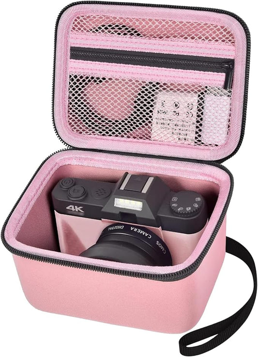 Vlogging Camera Case Compatible with for Duluvulu/for VJIANGER/for JGIPL/for TEBNGIHNM 4K Digital Cameras for Youtube. Vlog Camera Carrying Storage for Lens, Cable and Other Accessories - Pink