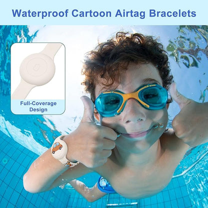 2 Pack Bracelets for Kids, Soft Silicone Waterproof Hidden Wristband - Adjustable GPS Tracker Holder Compatible with Watch Band for Child, Boys, Girls (Starlight+Violet)