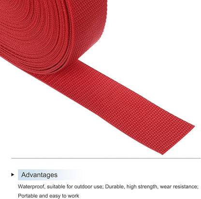 MECCANIXITY Lightweight Polypropylene Webbing Strap 1 1/2" 25 Yard Backpack Strapping Band Red for Outdoor Luggage Cargo Straps