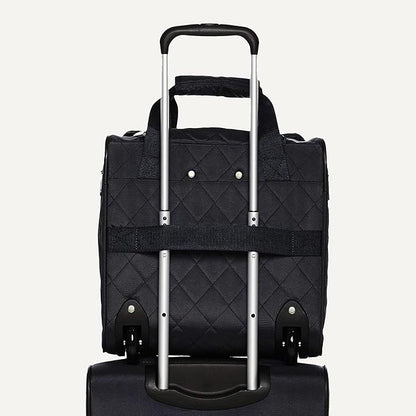 Amazon Basics Underseat Carry On Luggage with Wheels - 14" Rolling Travel Bag, Black Quilted
