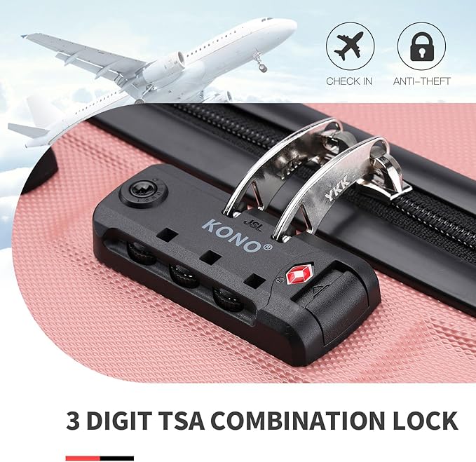 Kono 20'' Carry on Luggage with Spinner Wheel TSA Lock, Lightweight PC+ABS Hardside Luggage Small Carry on Suitcase Nude