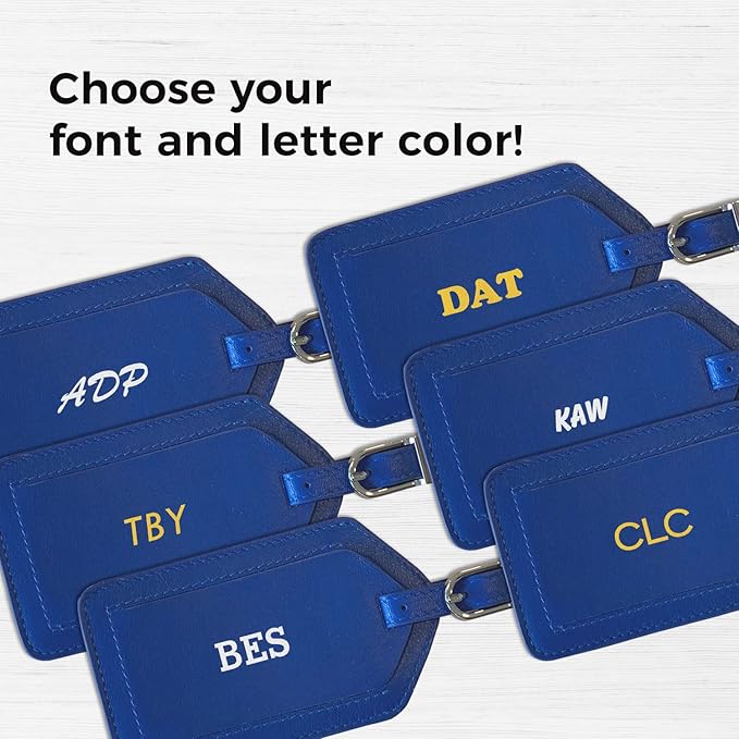 Personalized Monogrammed Leather Luggage Tags - 3 Pack