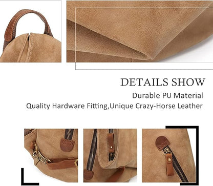 KL928 PU Leather Vintage Backpack – Large Casual Daypack Outdoor Travel Rucksack Hiking Backpacks for Men Women