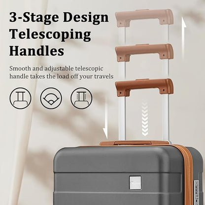 imiomo 3 Piece Luggage Sets,Suitcase with Spinner Wheels,Luggage Set Clearance for Women, Lightweight Rolling Hardside Travel Luggage with TSA Lock (Large Luggage 28IN, Grey)
