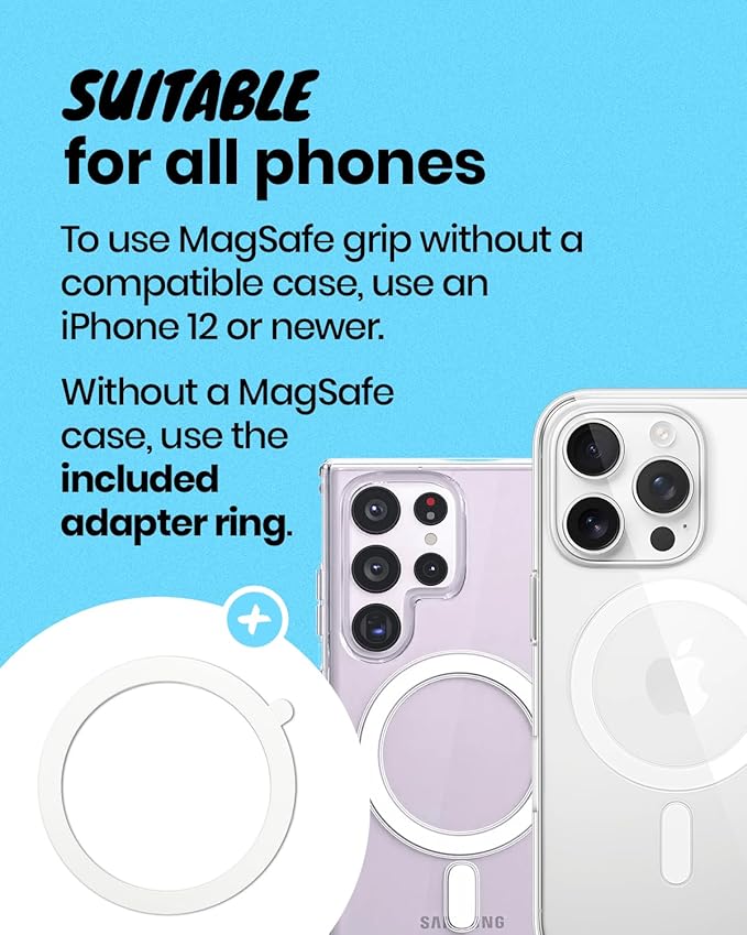 Trendy Magnetic Checkerboard Phone Grip - Sleek, Expandable, Collapsible - Non-Slip, Durable, Universal Fit - Ideal for Style-Conscious Users (Black)