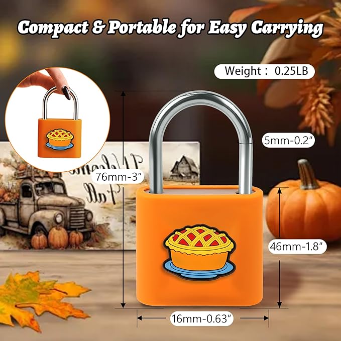 UMIKSMART Padlock, Keyless Fingerprint Padlock with USB Charging, Gym Lockers, School Lockers, Luggage, Storage Boxes, Cabinets, Backpack, Thanksgiving Gifts (Autumn Harvest Orange)