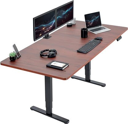 VIVO Electric 71 x 36 in Dual Motor Sit Stand Desk, Memory Height Adjustment, 2B Series, Dark Walnut Top Black Frame, DESK-KIT-2B7D-36