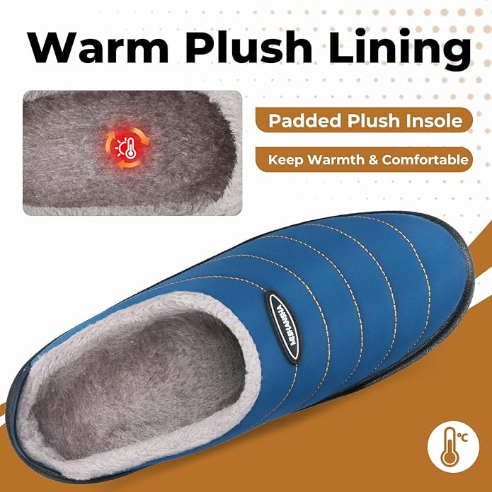 Mishansha Mens Womens House Slippers Warm Fur Lined Winter House Shoes Slip on Cozy Indoor Outdoor Slipper