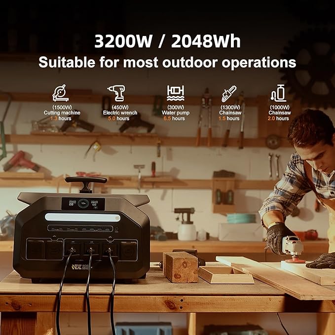 IEE 3200W/2048Wh Solar power station With 200W Solar Panel,P3200 Solar Generator(6400W Peak),1800W Super Fast Charging,APP Control Emergency Power Station for Home, Camping, Power Outages