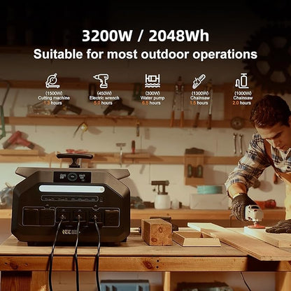 IEE 3200W/2048Wh Solar power station With 200W Solar Panel,P3200 Solar Generator(6400W Peak),1800W Super Fast Charging,APP Control Emergency Power Station for Home, Camping, Power Outages