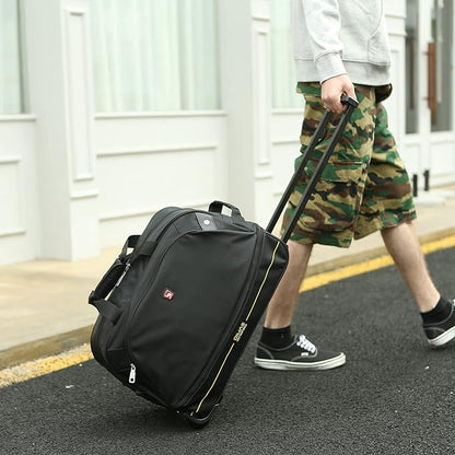 OIWAS Small Rolling Duffle Bag with Wheels Travel 22 inch Carry On Luggage Unisex-Adult Short Term Trips Expandable 50L to 60L