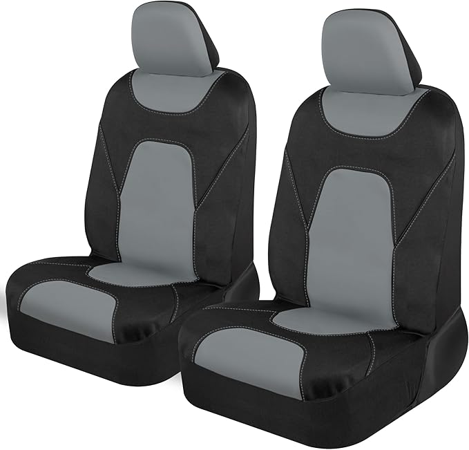 Motor Trend Waterproof Car Seat Covers Full Set – Black & Gray Seat Covers for Car Front & 60/40 Split Back Bench - Carseat Cover for Trucks, SUV - Universal Fit for Most Regular Size Vehicles