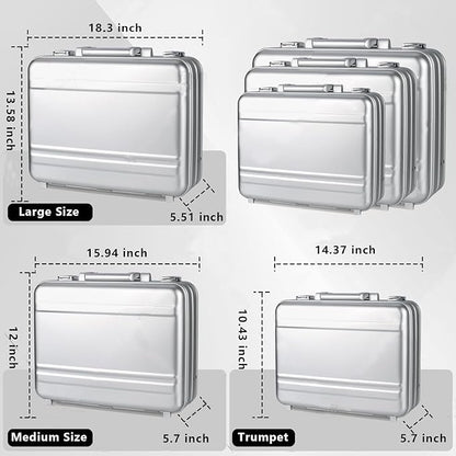 Silver Metal Brief Case 16.5X12.6X6.1 Inch Aluminum Toolbox TSA Combination Lock Cash Weekend Short-term Travel Bag Lawyer Briefcase
