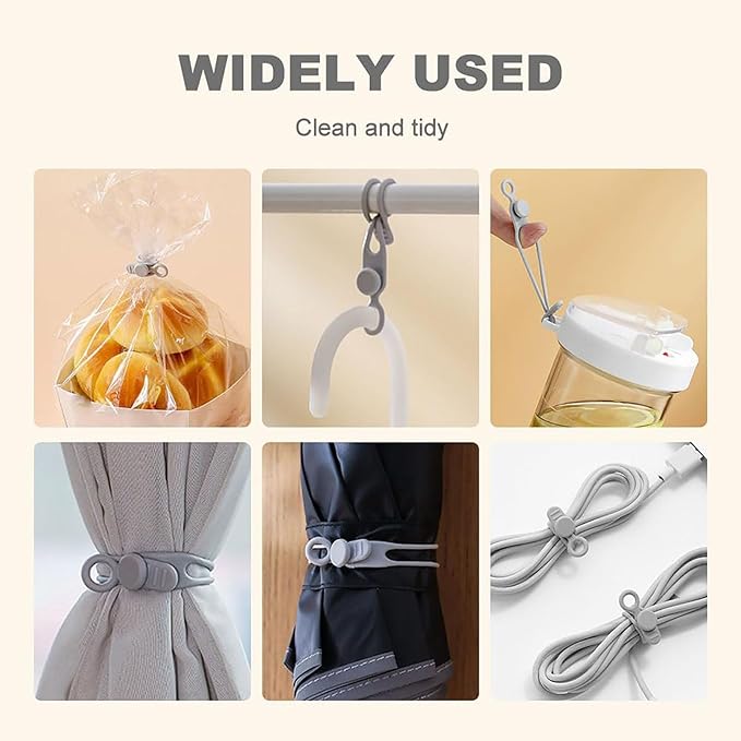Data Cable Organizer, 2025 Upgrade Silicone Headphone Organizer, Silicone Cable Ties Reusable Cable Management Organizer Multipurpose Elastic Cord Organizer for Bundling and Fastening Cable (20Pcs)