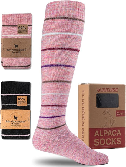 Alpaca Wool Heavyweight 15-25 mmHg Knee High Compression Support Socks Thick Winter Thermal Warm Soft Travel Flying