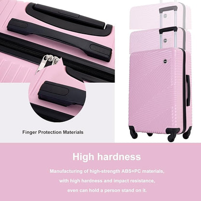Travelhouse Luggage Sets, Expandable Hardside Suitcases 24in/28in, Carry on 20in,3 Piece Set Travel Luggages Clearance with Double Spinner Wheels TSA Lock Lightweight (PINK)
