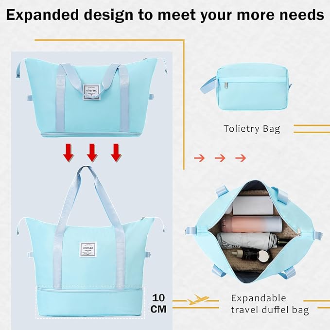 Merax Luggage Sets 2 Piece Suitcase Set, Hardshell 20 IN & 24 IN Suitcase Set with Duffel Bag, Travel Suitcases with Spinner Wheels and TSA Lock(Light Blue)