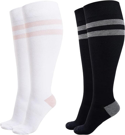 Momcozy Compression Socks for Women Wide Calf, 15-20mmHg Knee High Support Socks for Pregnancy, Nurses, Travel, Flying