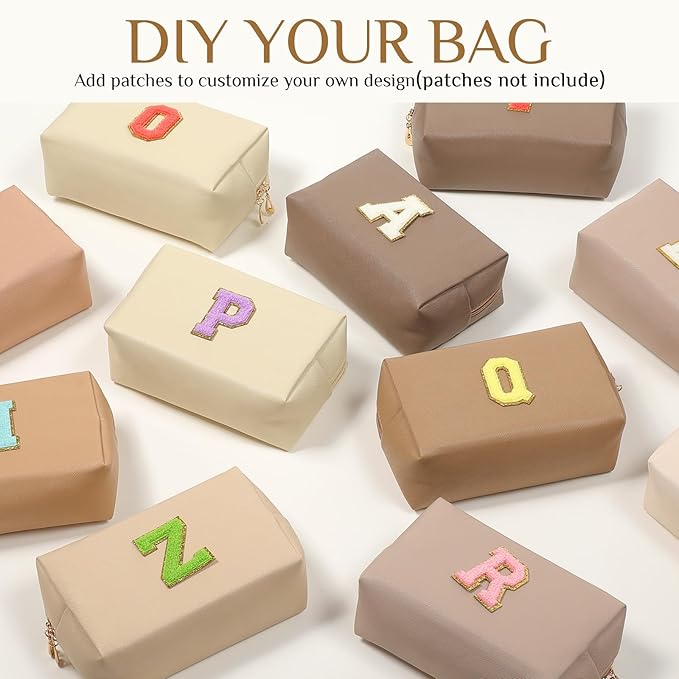 Cunno 100 Pcs Makeup Bags Bulk PU Leather Cosmetic Pouch Christmas Small Pouch Bag DIY Toiletry Bags Preppy Aesthetic Travel Storage Organizer for Women Travel Christmas Party Gift(Neutral)