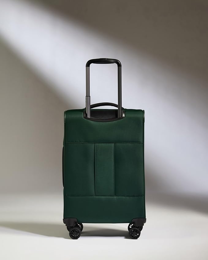 ANTLER - Soft Stripe Carry On Luggage 22x14x9 Airline Approved - Cabin Suitcase with Expander, Adjustable Handle, 4 Spinner Wheels, Lightweight, TSA Lock - Recycled Polyester Luggage - Antler Green