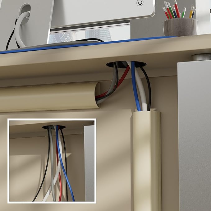D-Line Half Round Cord Hider, Patented Cable Cover, Hide TV Wall Mount Wires, Raceway for Cords, Decorative Wire Covers, Paintable, Adhesive Cable Concealer, 2X 2in W x 1in H x 39in L, Beige