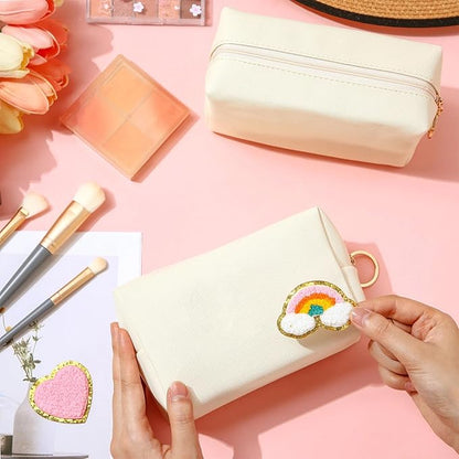 Chunful 24 Pcs Preppy Makeup Bag PU Leather Cosmetic Bag Bulk Makeup Plain Pouch Waterproof Toiletry Purse for Women Traveling Preppy Pencil Case Travel Purse Cosmetic(Beige)