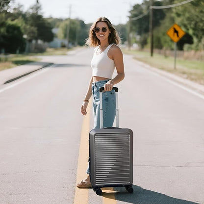 OUZZO Carry On Luggage with Spinner Wheels 19 Inch PC Expandable Hardshell Suitcases Lightweight Travel Luggage TSA Lock Business Trip (grey, carry on 19")