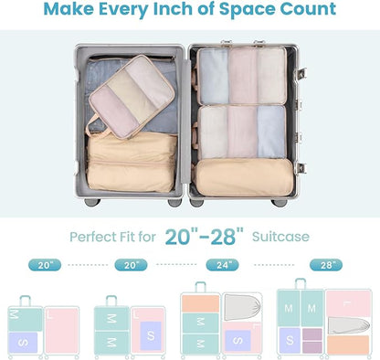 Cambond Compression Packing Cubes for Travel Women - Expandable Travel Bags Luggage Organizers Travel Essentials Compression Cubes for Travel Carry on Suitcases Organizer
