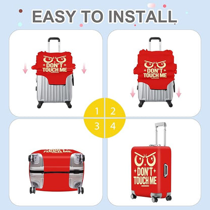 ANNA QUEEN Funny “Don’t Touch Me” Luggage Cover, Bold Red Suitcase Protector with Angry Eyes Design, Stretchable, Washable Travel Cover for 32-34 Inch Luggage