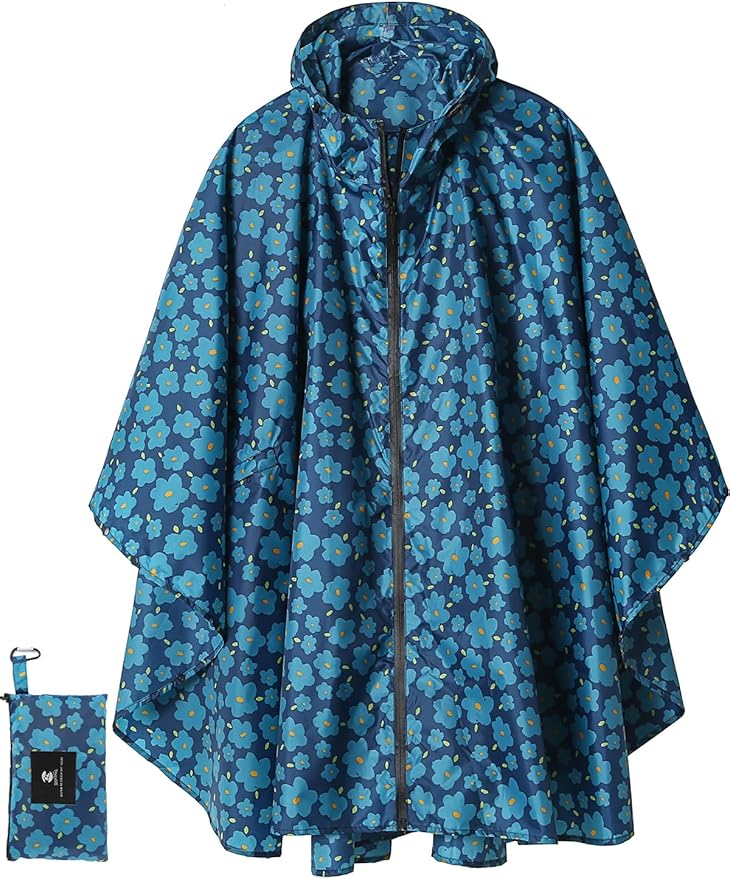 SaphiRose Unisex Rain Poncho Waterproof Raincoat Hooded for Adults Women with Pockets
