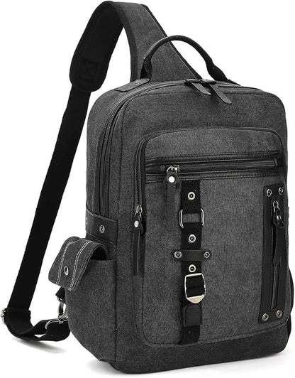 Vintage Messenger Bag, Canvas Backpack for Travel, Men's Shoulder Bag, Dual-use Bag for Hand Carry and Crossbody Carry