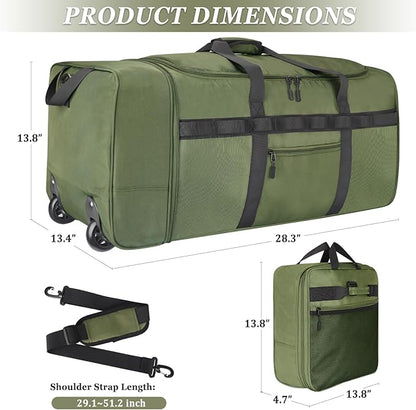 Rolling Duffle Bag with Wheels, 85L Expandable Rolling Duffel Bag for Travelling, Extra Large Foldable Carry on Travel Duffle Bag for Men