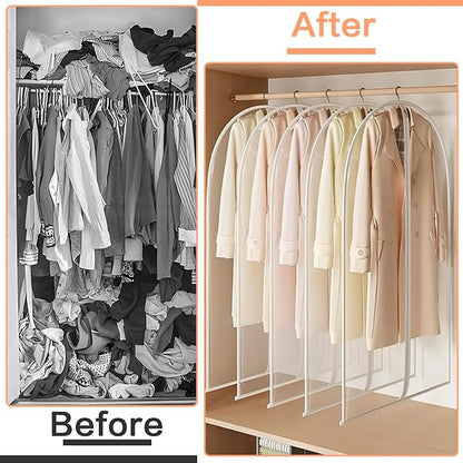 Clear Garment Bags Clothes Covers (set of 12) Clothes Storage Bag Clothes Storage Bag Hanging Travel Garment Bags with Zipper Gown Wedding Dress Garment Bag for Long Dresses