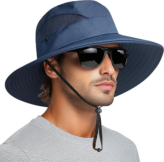 PFFY Sun Bucket Hats for Men Women 3” Wide Brim UPF 50+ Fishing & Beach Hat