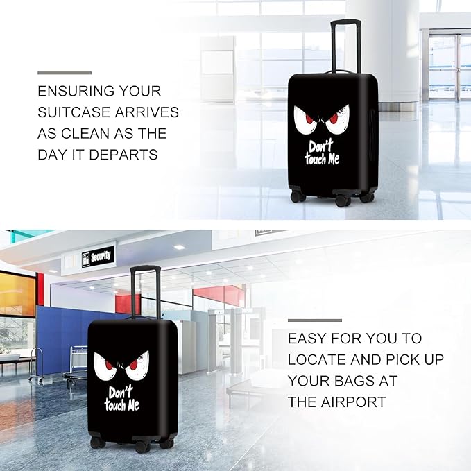 DON'T TOUCH ME Luggage Cover, Funny Travel Accessories with Inspirational Quotes, Durable Suitcase Protector