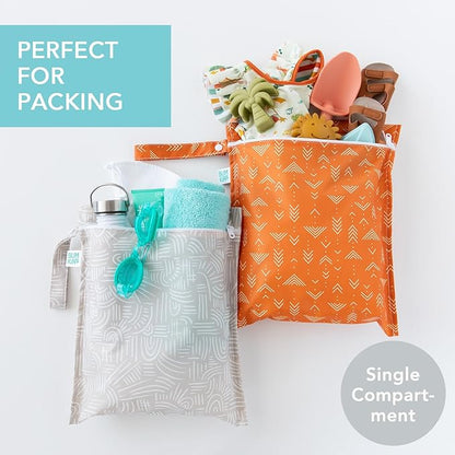 Bumkins - Waterproof Wet Bag - For Baby, Travel, Swim Suit, Cloth Diapers, Pump Parts, Pool, Gym, Toiletry, Strap to Stroller - Reusable & Easy to Clean - 2pk - Desert Boho