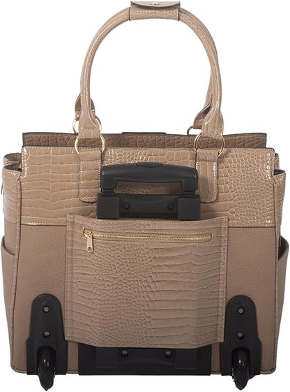 JKM and Company Alligator Compatible With Computer iPad, Laptop Tablet Rolling Tote Bag Briefcase Carryall Bag