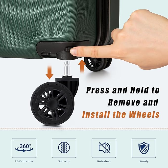 Expandable Luggage Sets 5 Piece,Suitcases with Detachable Wheels,ABS Hard Case Luggage with TSA Lock Spinner Wheels,Carry On Luggage Set