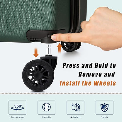 Expandable Luggage Sets 5 Piece,Suitcases with Detachable Wheels,ABS Hard Case Luggage with TSA Lock Spinner Wheels,Carry On Luggage Set