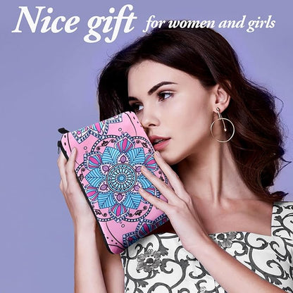 Dunzy 16 Pcs Makeup Bags Bulk Graduation Gift Cosmetic Bag Makeup with Zipper Pouch Waterproof Portable Travel Toiletry for Women Teacher Birthday Thanksgiving Christmas Gifts (Mandala)
