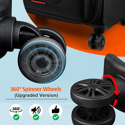 Verdi Softside Expandable 24 Inch Luggage with Spinner Wheels Lightweight Suitcase (Black, Checked-Large 24-Inch)