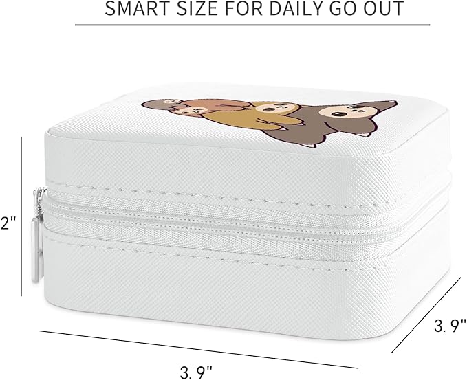 MAYCARI Jewelry Box with Cute Sloth Pattern Design, PU Leather Jewelry Travel Organizer Case-Rings/Earrings/Necklace Storage Box for Women Birthday Mom Friends Her Bridesmaids Girls Teenage