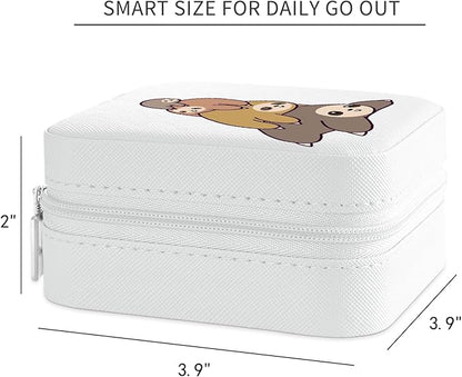 MAYCARI Jewelry Box with Cute Sloth Pattern Design, PU Leather Jewelry Travel Organizer Case-Rings/Earrings/Necklace Storage Box for Women Birthday Mom Friends Her Bridesmaids Girls Teenage